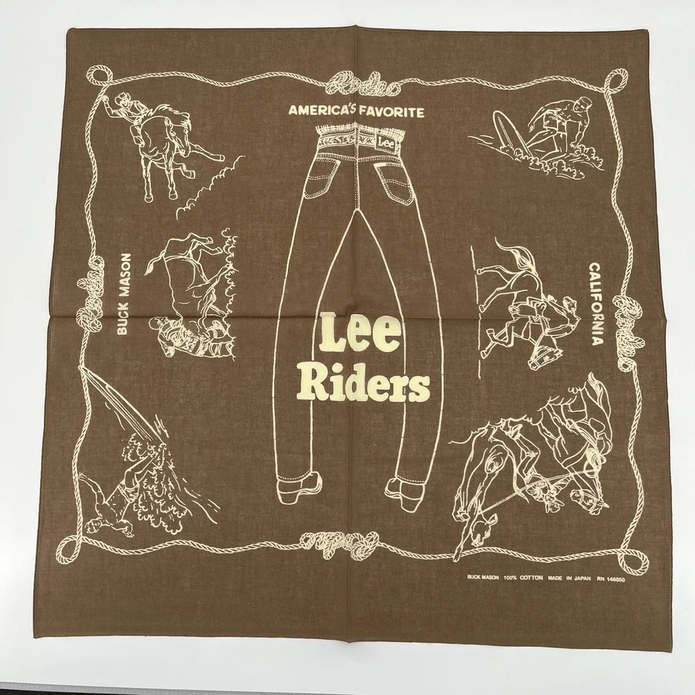 Buck Mason x Lee Riders Bandana 21 x 21 Brown Rodeo California Cotton Japan Made